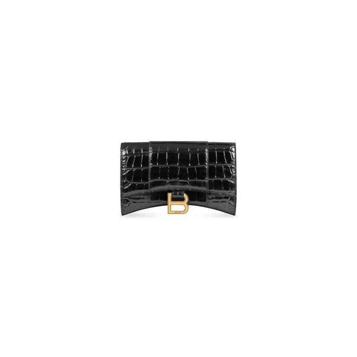 Balenciaga Mini Bags Women Women039s Hourglass Wallet On Chain Crocodile Embossed In Black Black Balenciaga Mini Bags Women Women039s Hourglass Wallet On Chain Crocodile Embossed In Black Black