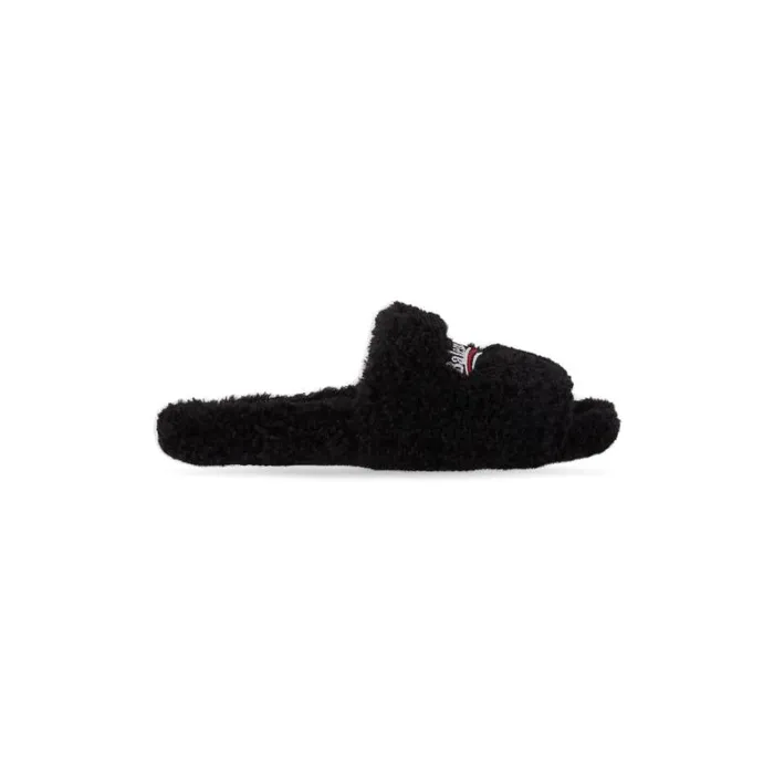 Balenciaga Sandals and Mules Men Men039s Furry Slide Sandal In Blackwhitered Blackwhitered Balenciaga Sandals and Mules Men Men039s Furry Slide Sandal In Blackwhitered Blackwhitered