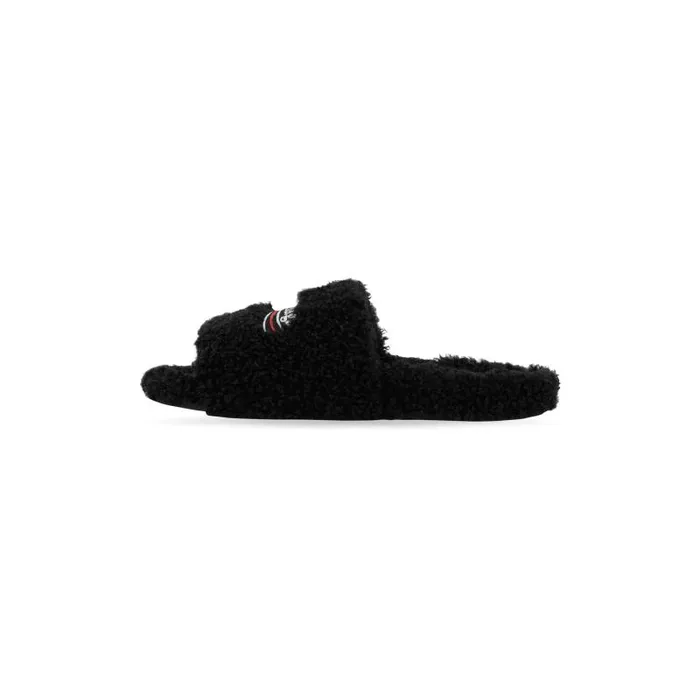 Balenciaga Sandals and Mules Men Men039s Furry Slide Sandal In Blackwhitered Blackwhitered Balenciaga Sandals and Mules Men Men039s Furry Slide Sandal In Blackwhitered Blackwhitered