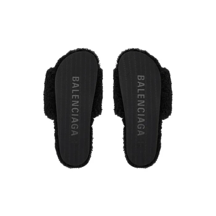 Balenciaga Sandals and Mules Men Men039s Furry Slide Sandal In Blackwhitered Blackwhitered Balenciaga Sandals and Mules Men Men039s Furry Slide Sandal In Blackwhitered Blackwhitered