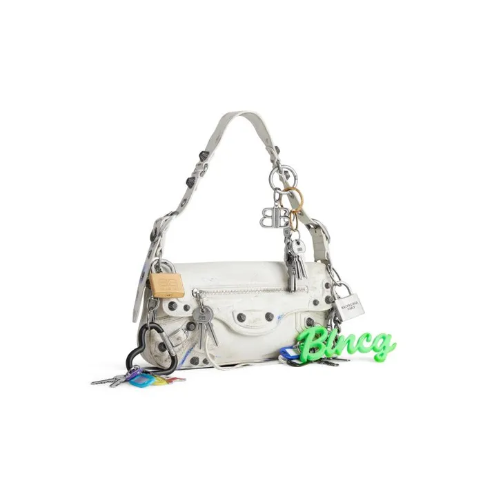 Balenciaga Shoulder Bags Women Women039s Le Cagole Small Sling Bag Used Effect With Charms In White White Balenciaga Shoulder Bags Women Women039s Le Cagole Small Sling Bag Used Effect With Charms In White White