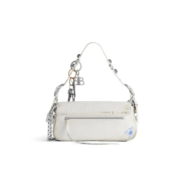 Balenciaga Shoulder Bags Women Women039s Le Cagole Small Sling Bag Used Effect With Charms In White White Balenciaga Shoulder Bags Women Women039s Le Cagole Small Sling Bag Used Effect With Charms In White White