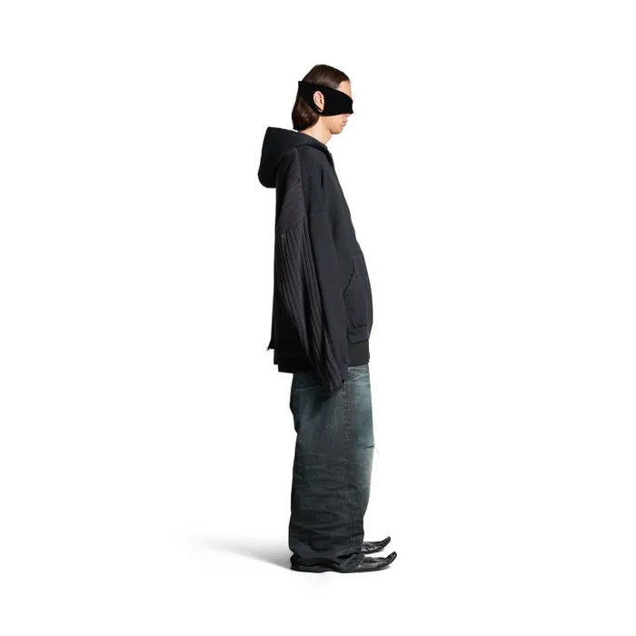 Balenciaga Sweatshirts and Hoodies Men Men039s Patched Zipup Hoodie In Blackblue Blackblue Balenciaga Sweatshirts and Hoodies Men Men039s Patched Zipup Hoodie In Blackblue Blackblue