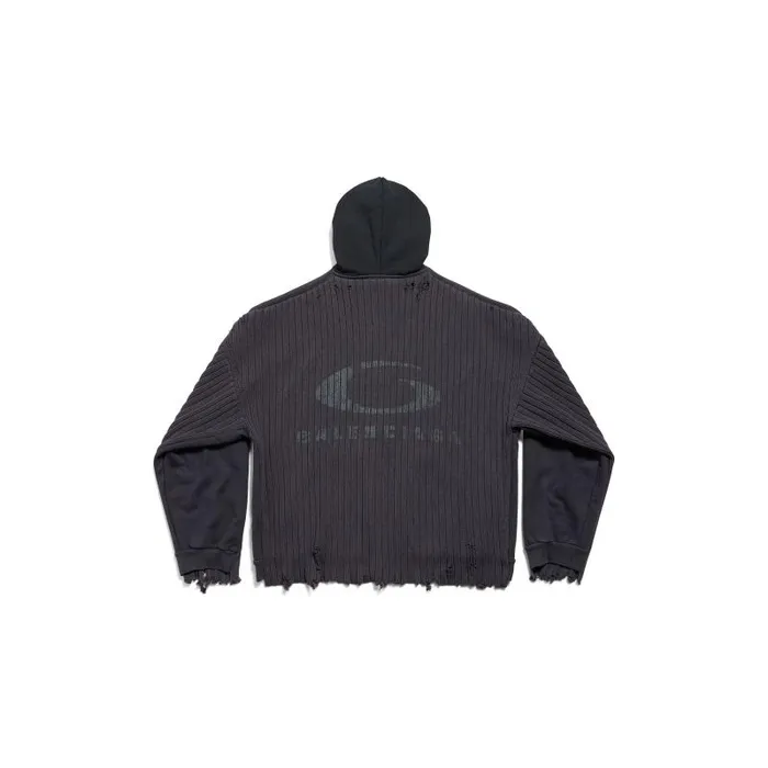 Balenciaga Sweatshirts and Hoodies Men Men039s Patched Zipup Hoodie In Blackblue Blackblue Balenciaga Sweatshirts and Hoodies Men Men039s Patched Zipup Hoodie In Blackblue Blackblue