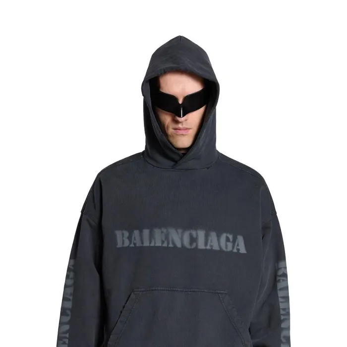 Balenciaga Sweatshirts and Hoodies WomenMen Stencil Type Hoodie Medium Fit In Black Black Balenciaga Sweatshirts and Hoodies WomenMen Stencil Type Hoodie Medium Fit In Black Black