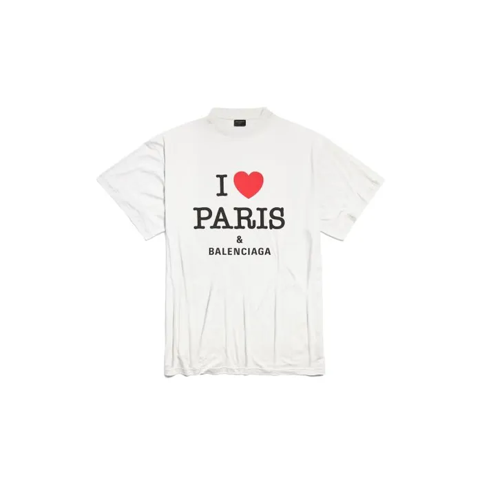 Balenciaga Tshirts WomenMen I Love Paris and Balenciaga Tshirt Oversized In White White Balenciaga Tshirts WomenMen I Love Paris and Balenciaga Tshirt Oversized In White White
