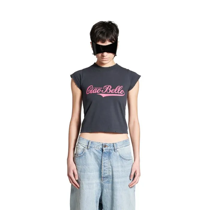 Balenciaga Tshirts Women Women039s Ciao Bello Shrunk Tshirt In Black Black Balenciaga Tshirts Women Women039s Ciao Bello Shrunk Tshirt In Black Black