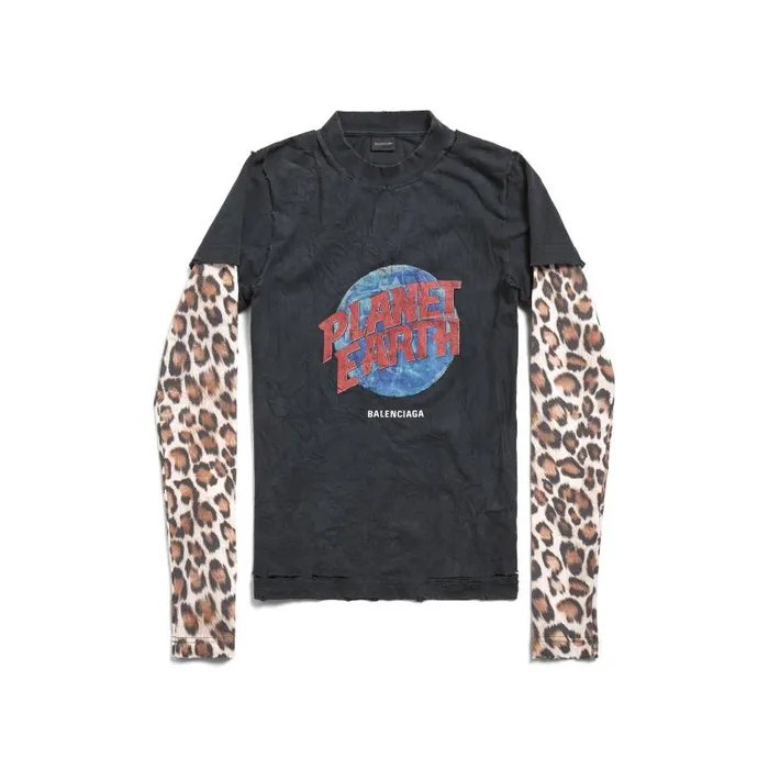 Balenciaga Tshirts Women Women039s Planet Earth Double Sleeve Tshirt In Black Black Balenciaga Tshirts Women Women039s Planet Earth Double Sleeve Tshirt In Black Black