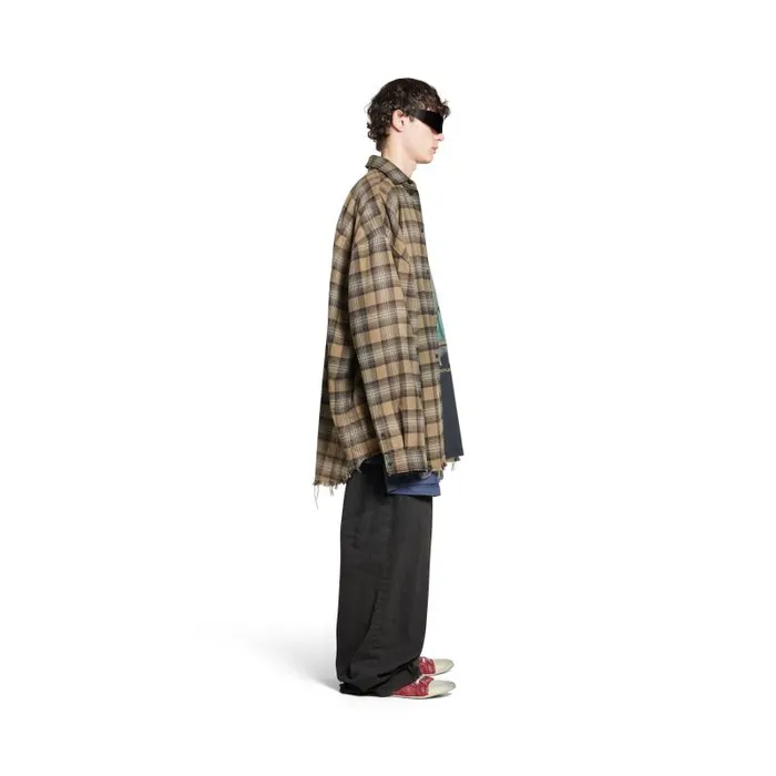 Balenciaga Tops and Shirts Men Men039s Paris Liberty Layered Shirt Oversized In Dark Green Dark Green Balenciaga Tops and Shirts Men Men039s Paris Liberty Layered Shirt Oversized In Dark Green Dark Green
