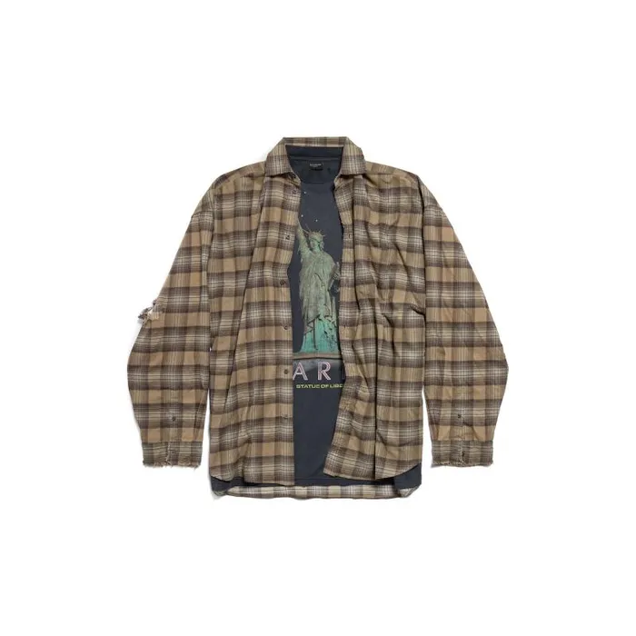Balenciaga Tops and Shirts Men Men039s Paris Liberty Layered Shirt Oversized In Dark Green Dark Green Balenciaga Tops and Shirts Men Men039s Paris Liberty Layered Shirt Oversized In Dark Green Dark Green