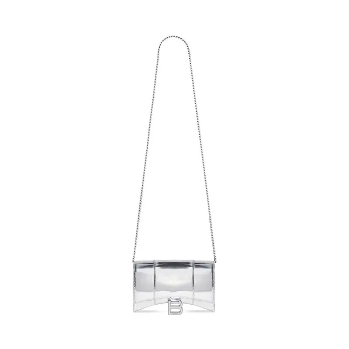 Balenciaga Wallets On Chain Women Women039s Hourglass Wallet On Chain Mirror Effect In Silver Silver Balenciaga Wallets On Chain Women Women039s Hourglass Wallet On Chain Mirror Effect In Silver Silver
