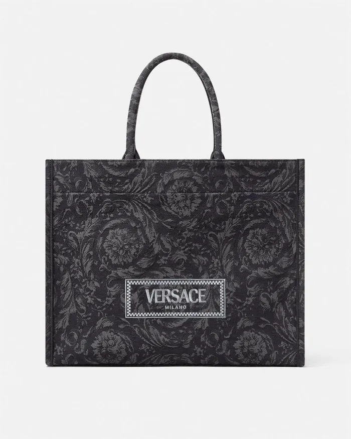 Barocco Athena Large Tote Bag Blackprint MenWomen Versace Athena