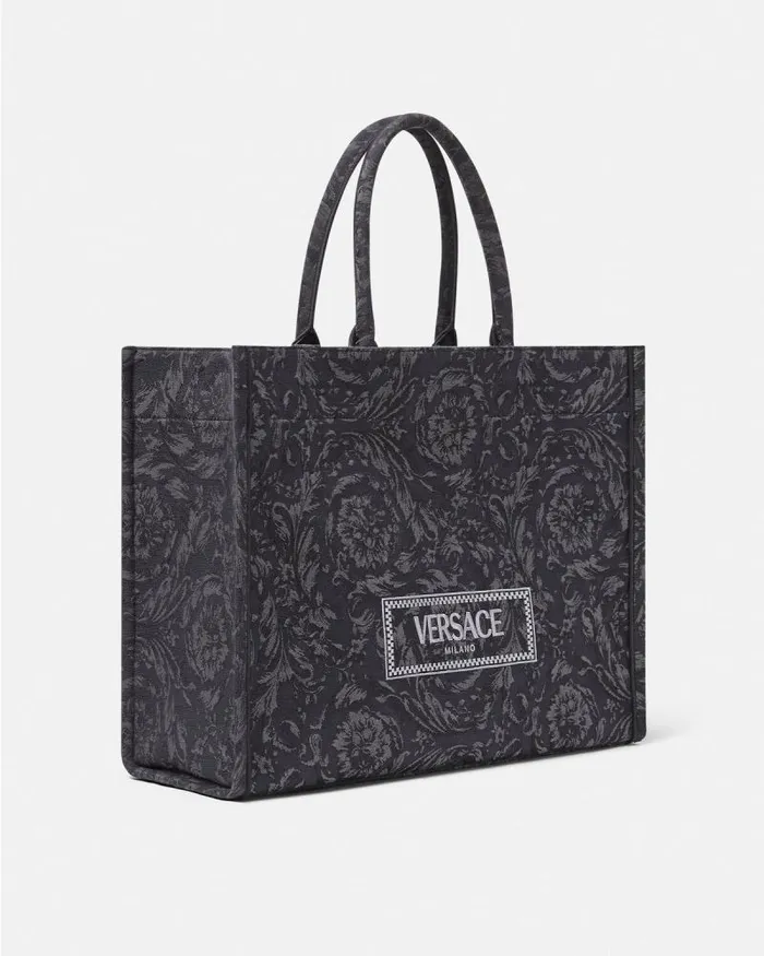Barocco Athena Large Tote Bag Blackprint MenWomen Versace Athena
