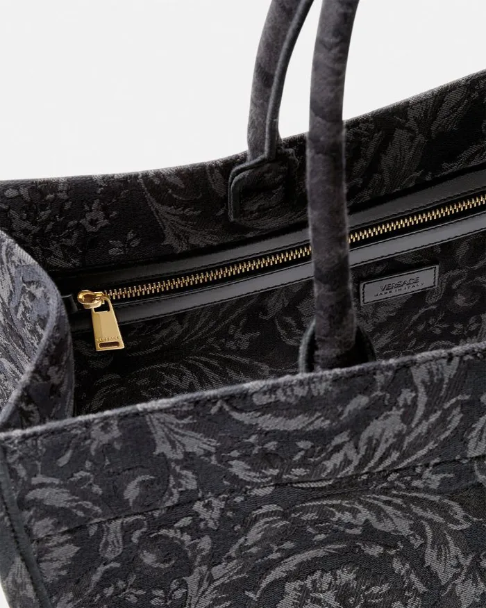 Barocco Athena Large Tote Bag Blackprint MenWomen Versace Athena