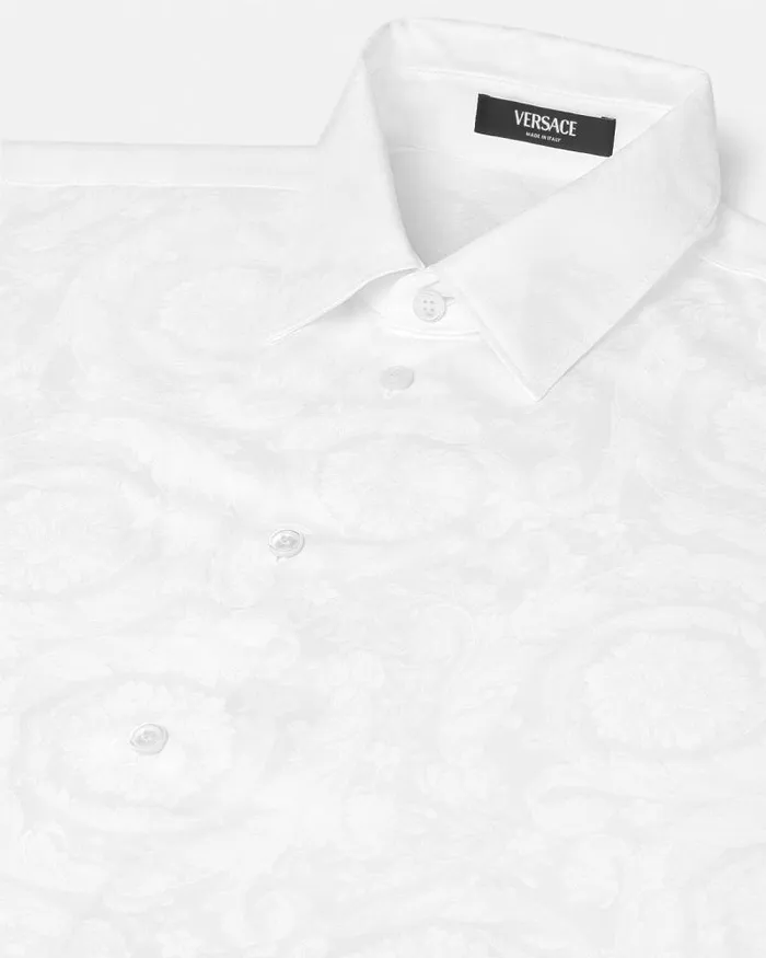 Barocco Jacquard Shirt White Men Versace Shirts