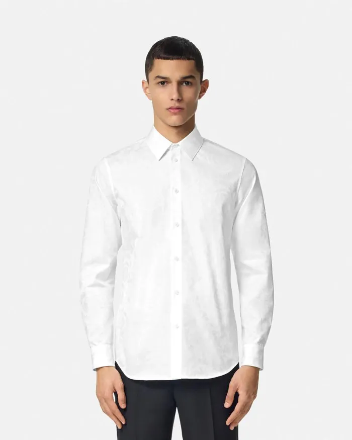 Barocco Jacquard Shirt White Men Versace Shirts