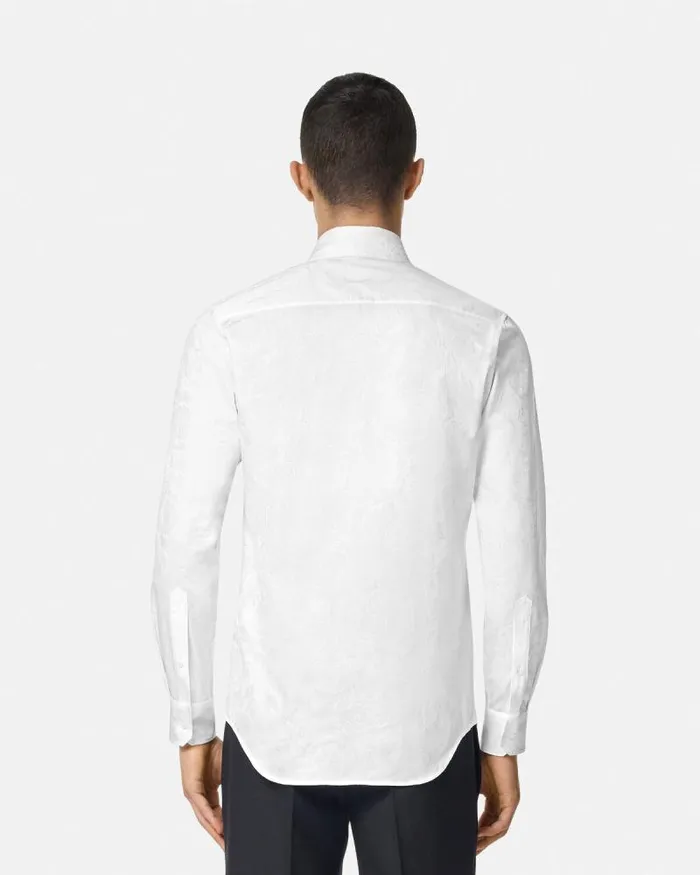 Barocco Jacquard Shirt White Men Versace Shirts