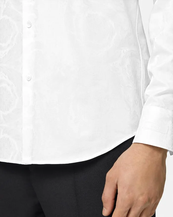 Barocco Jacquard Shirt White Men Versace Shirts