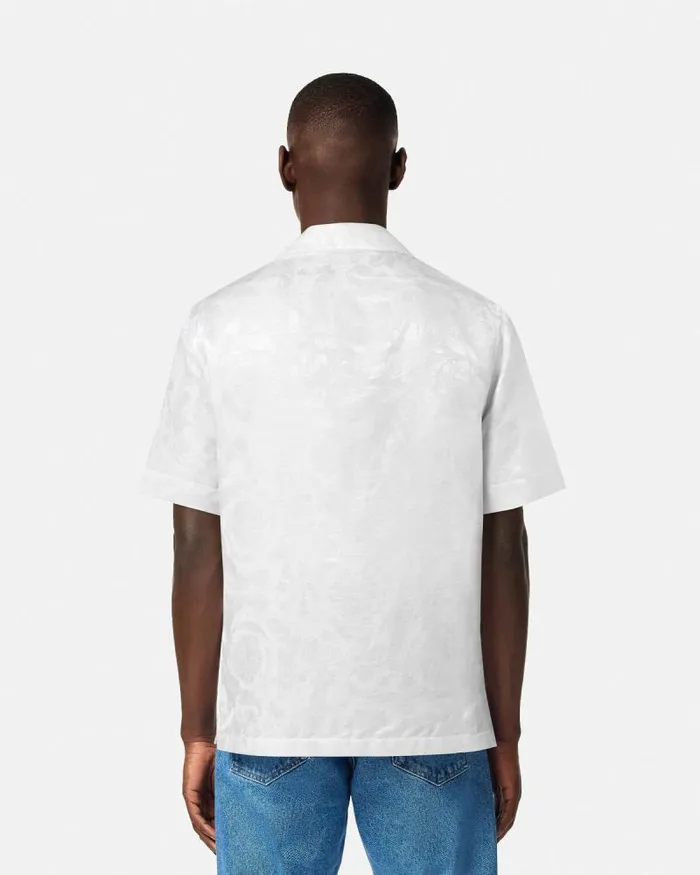 Barocco Jacquard SilkBlend Shirt White Men Versace Shirts