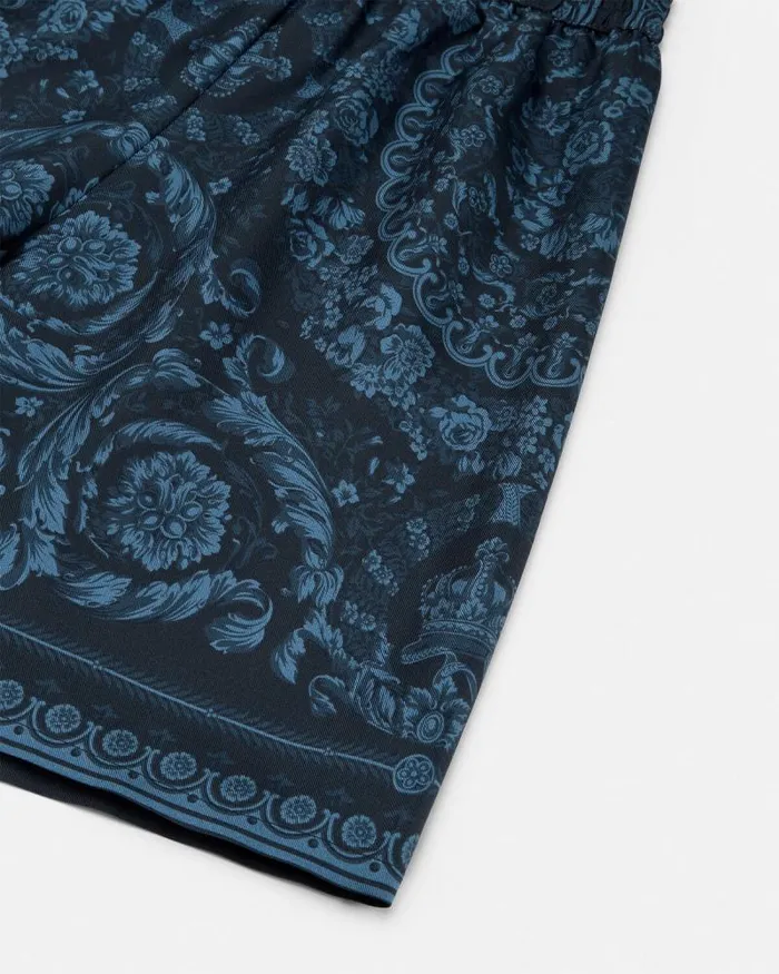 Barocco Kids Silk Shorts Blueprint Children Versace Clothing