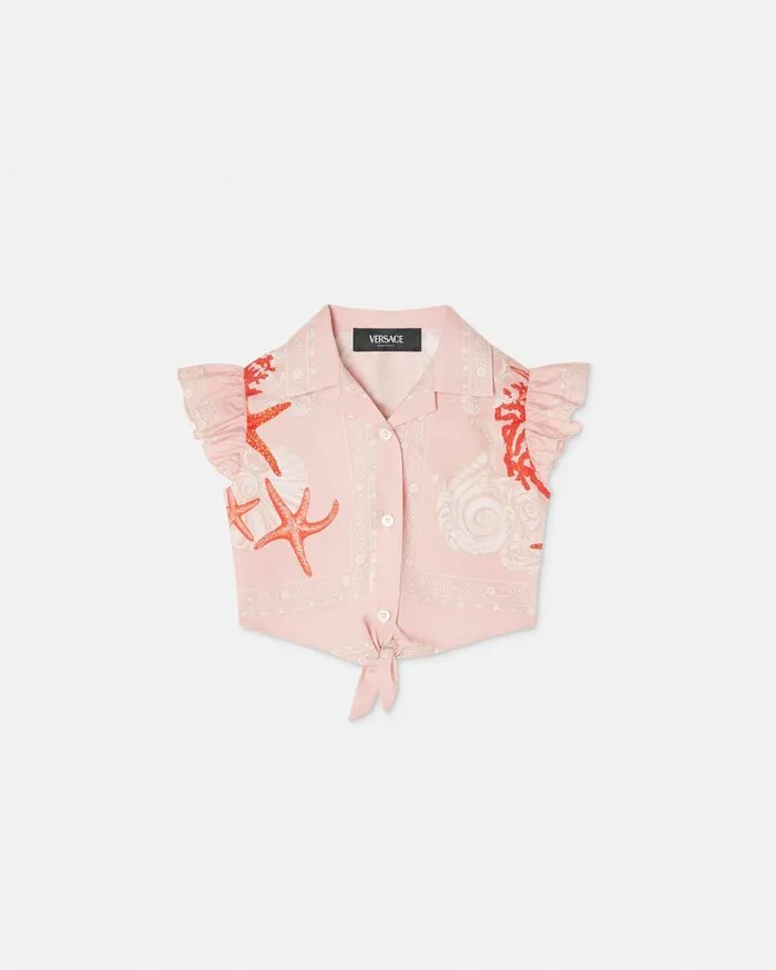 Barocco Sea Baby Knotted Shirt Coral Children Versace Clothing