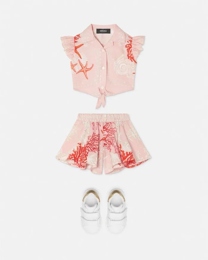 Barocco Sea Baby Knotted Shirt Coral Children Versace Clothing