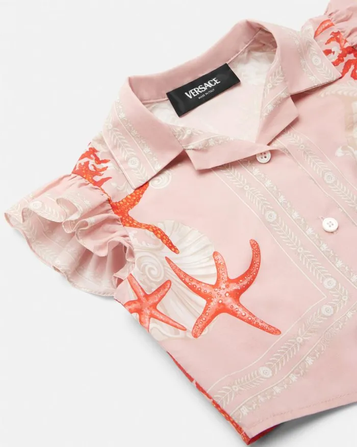 Barocco Sea Baby Knotted Shirt Coral Children Versace Clothing
