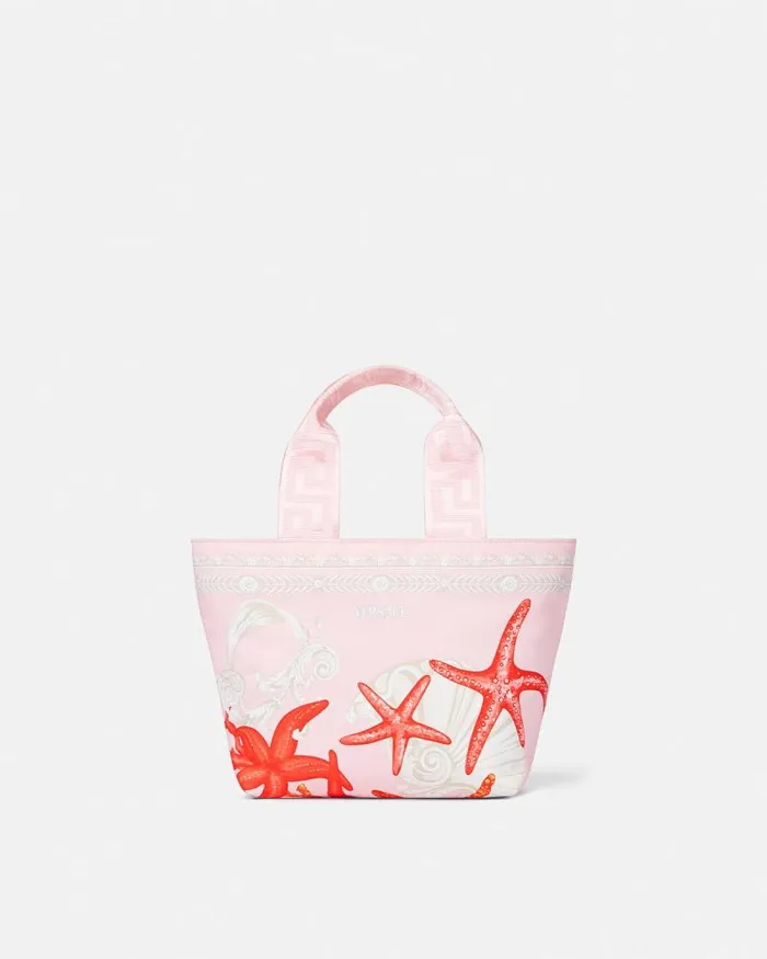 Barocco Sea Canvas Small Tote Light Pink Children Versace Accessories