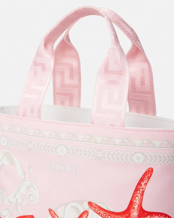 Barocco Sea Canvas Small Tote Light Pink Children Versace Accessories