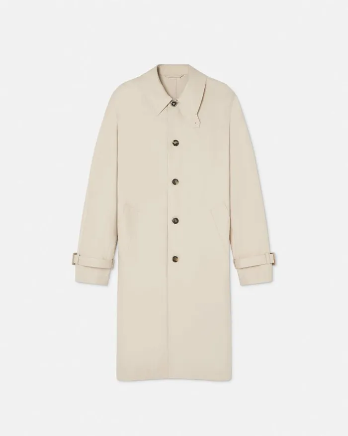 Barocco Sea Gabardine Trench Coat Blueprint Men Versace Jackets and Coats