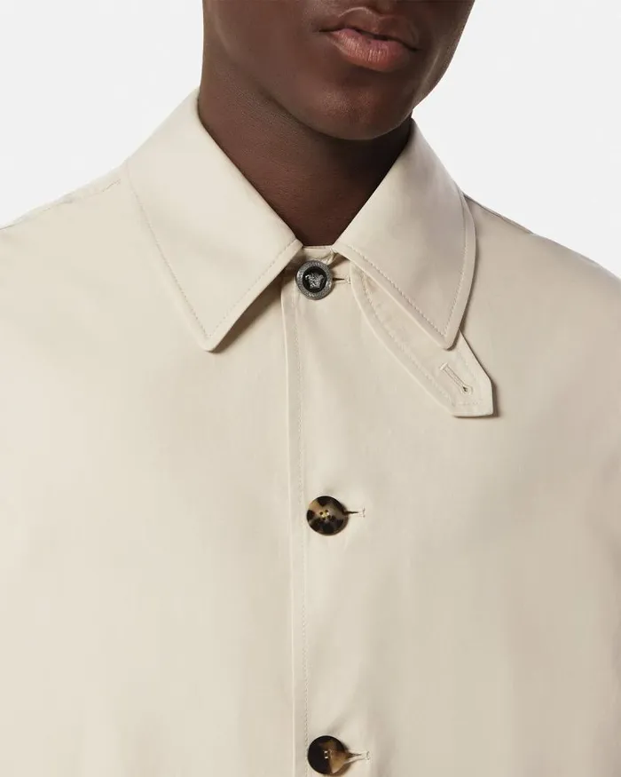 Barocco Sea Gabardine Trench Coat Blueprint Men Versace Jackets and Coats