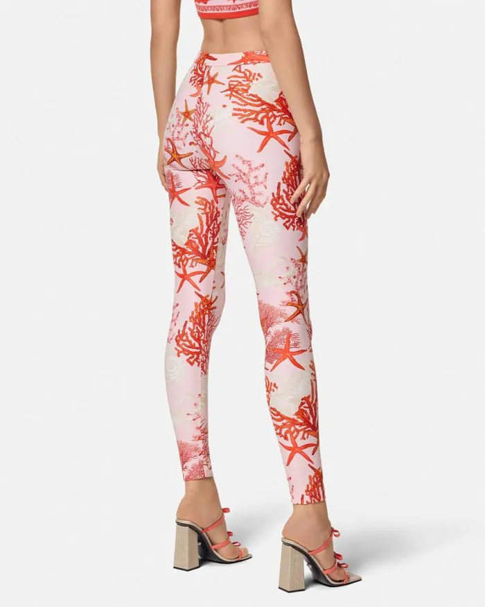 Barocco Sea Leggings Pinkprint Women Versace Pants and Shorts