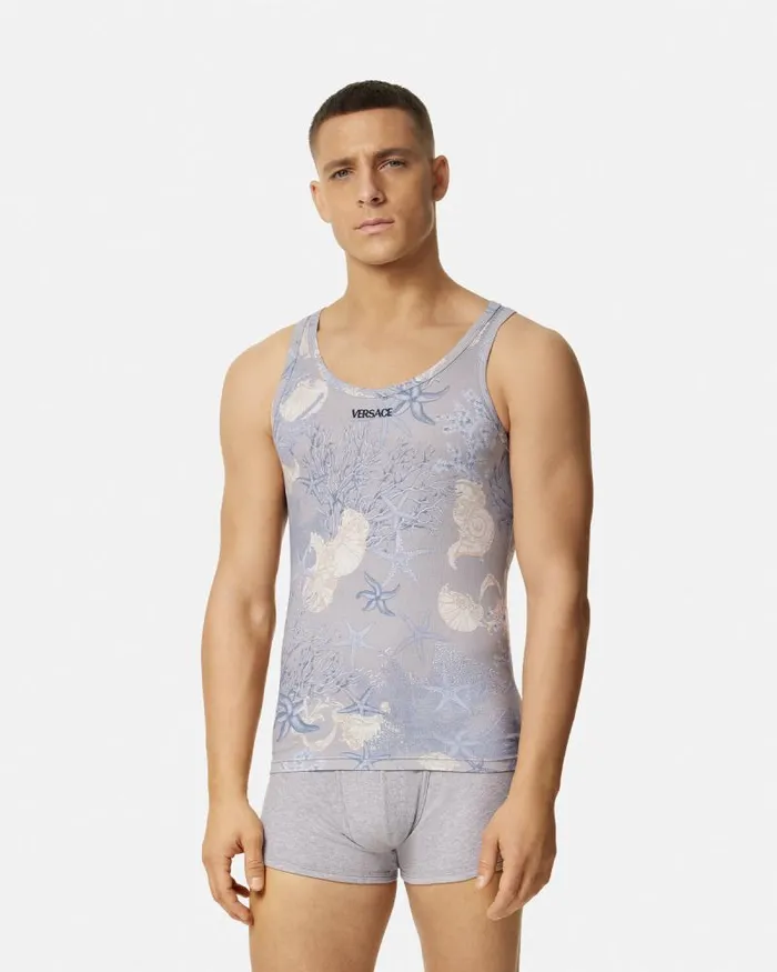 Barocco Sea Ribbed Tank Top Blueprint Men Versace Loungewear and Pajamas
