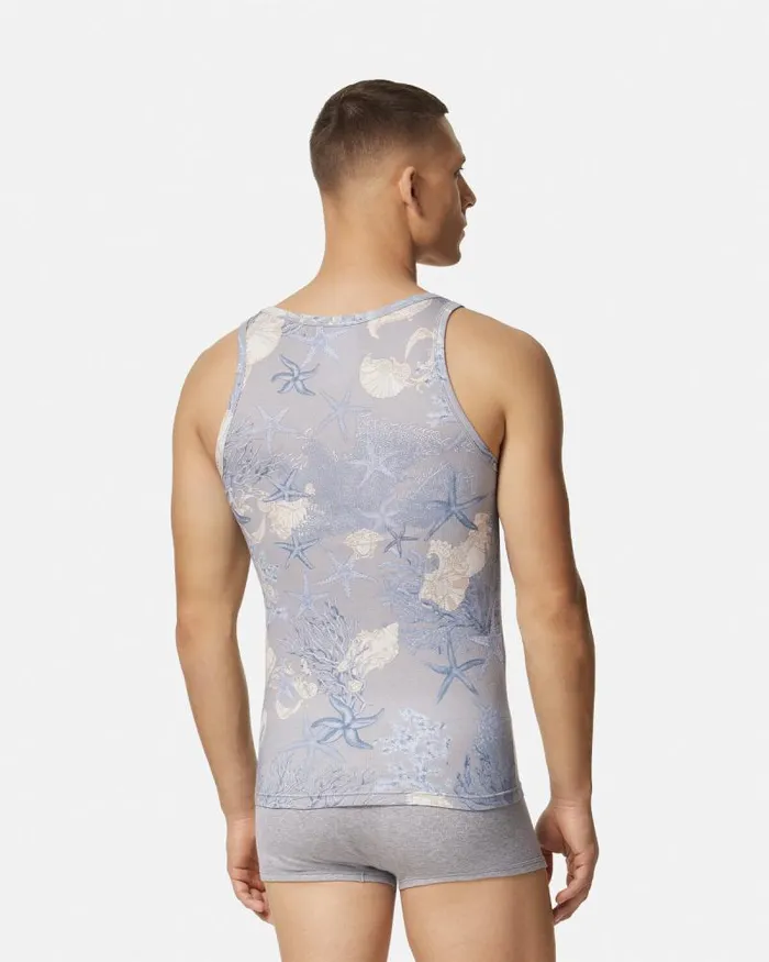Barocco Sea Ribbed Tank Top Blueprint Men Versace Loungewear and Pajamas