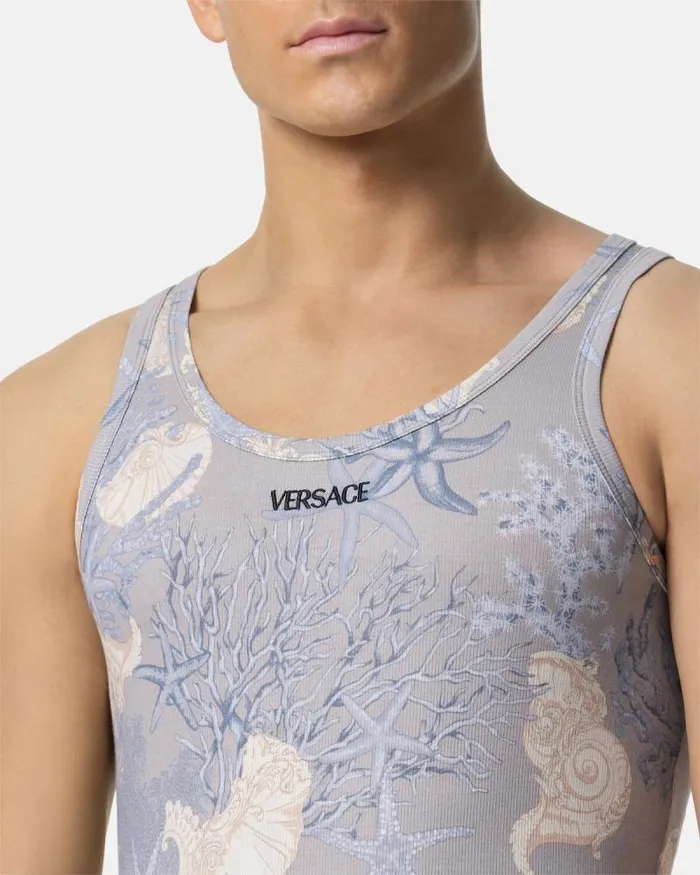 Barocco Sea Ribbed Tank Top Blueprint Men Versace Loungewear and Pajamas