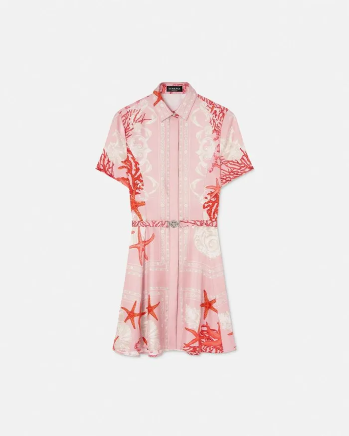 Barocco Sea Silk Shirt Dress Pinkprint Women Versace Dresses