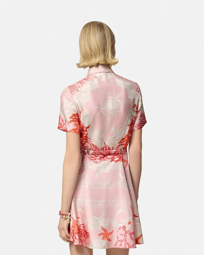 Barocco Sea Silk Shirt Dress Pinkprint Women Versace Dresses