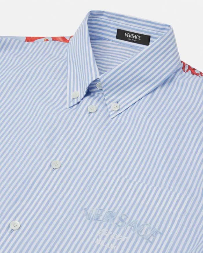 Barocco Sea Striped Shirt Blueprint Men Versace Shirts