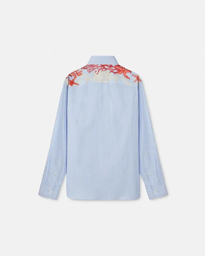 Barocco Sea Striped Shirt Blueprint Men Versace Shirts