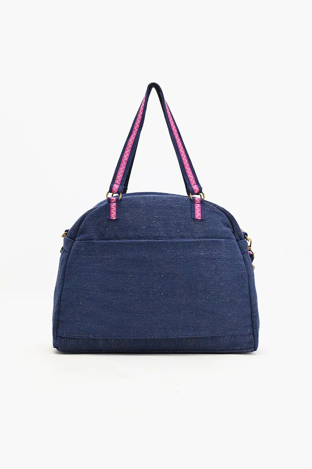 Beach Bags America and Beyond Women Glamorous Embellished Traveler with CrossbodyNavy Floral