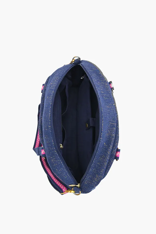 Beach Bags America and Beyond Women Glamorous Embellished Traveler with CrossbodyNavy Floral