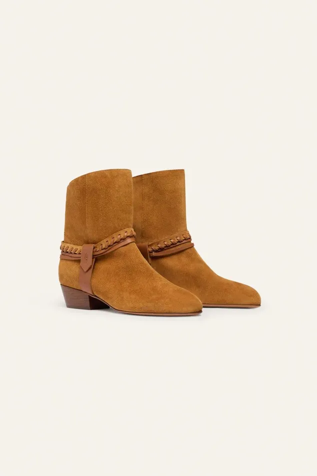 Beveled High Ankle Boots Cavannah Brown Women Baandsh Shoes
