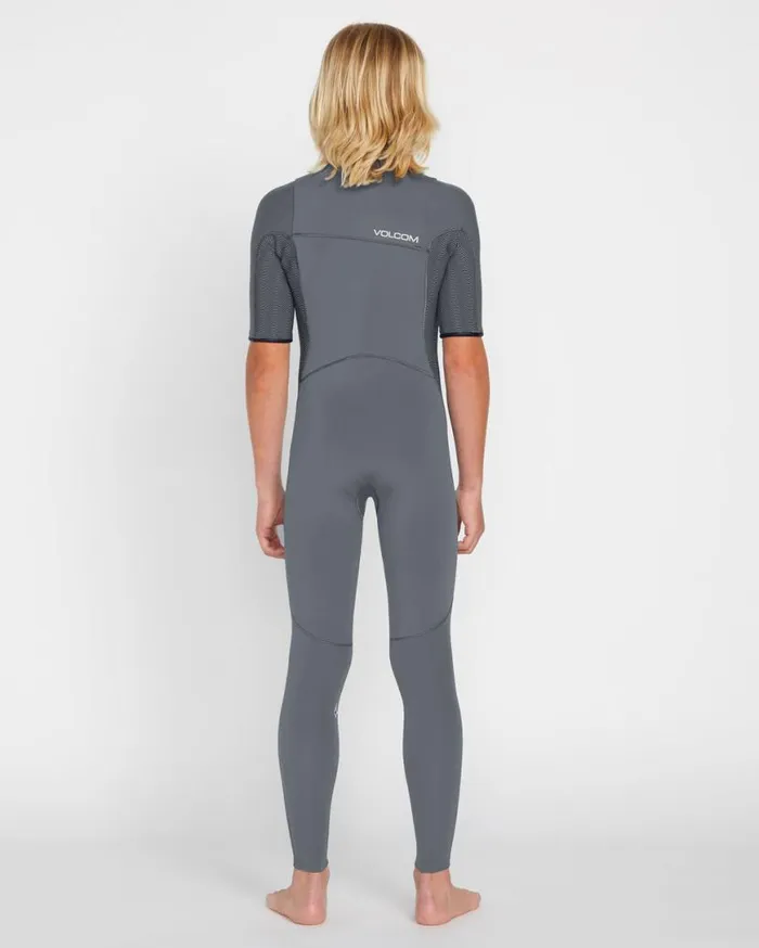 Big Boys Modulator 2mm Chest Zip Short Sleeve Fullsuit 8211 Charcoal Kids Volcom Wetsuits