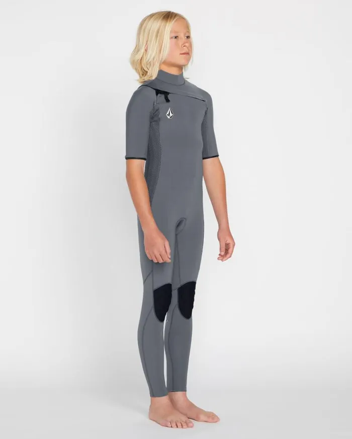 Big Boys Modulator 2mm Chest Zip Short Sleeve Fullsuit 8211 Charcoal Kids Volcom Wetsuits