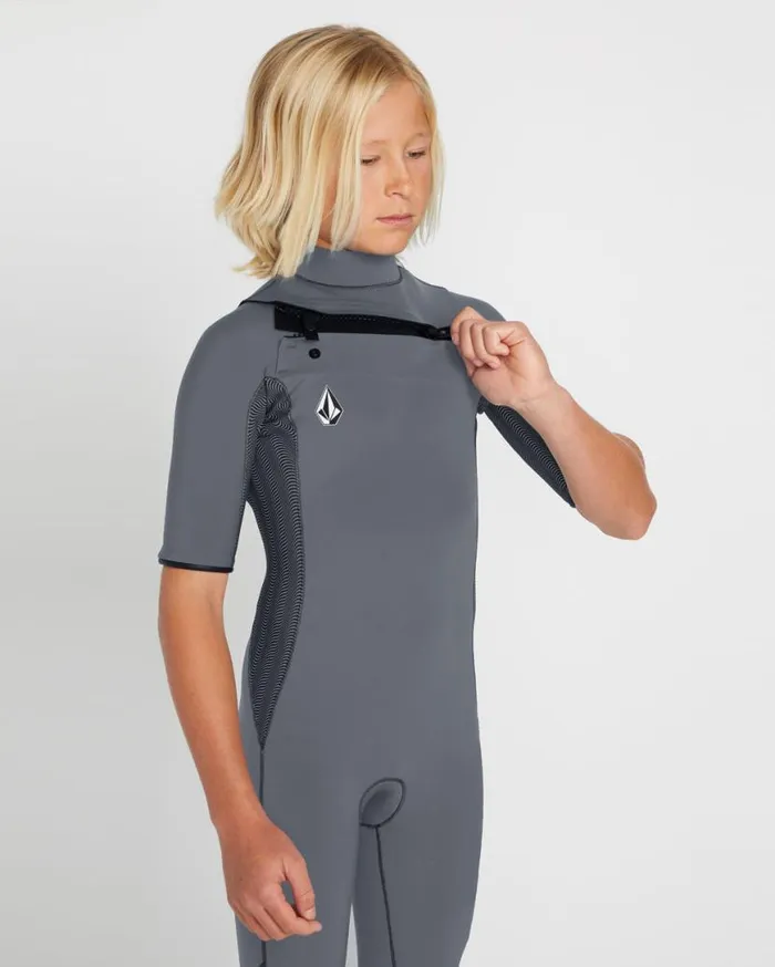 Big Boys Modulator 2mm Chest Zip Short Sleeve Fullsuit 8211 Charcoal Kids Volcom Wetsuits