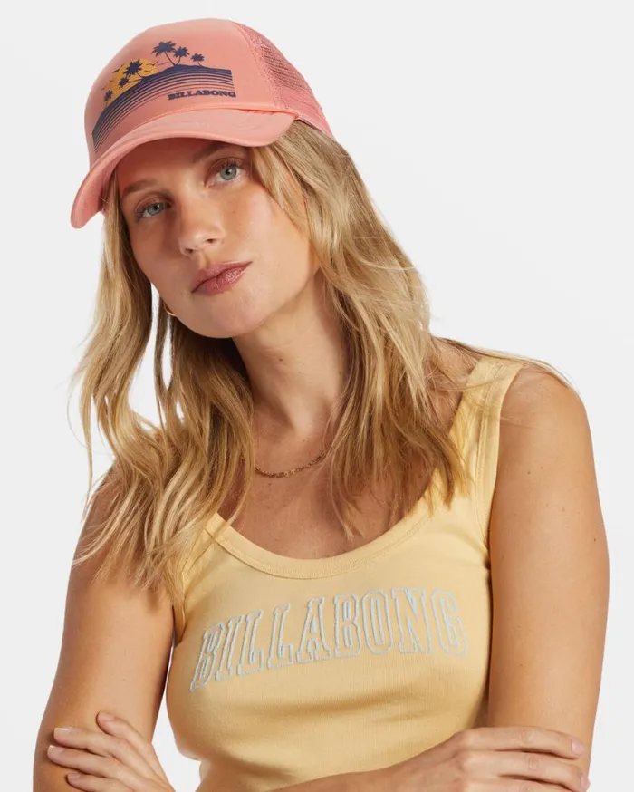 Billabong Across Waves Trucker Hat Peach Out Womens Hats and Beanies