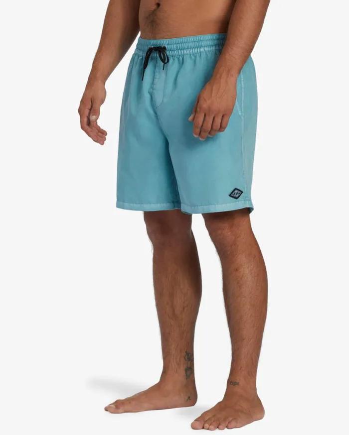 Billabong All Day Overdyed Layback 17034 Elastic Waist Shorts Dusty Blue Mens Layback Boardshorts Billabong All Day Overdyed Layback 17034 Elastic Waist Shorts Dusty Blue Mens Layback Boardshorts