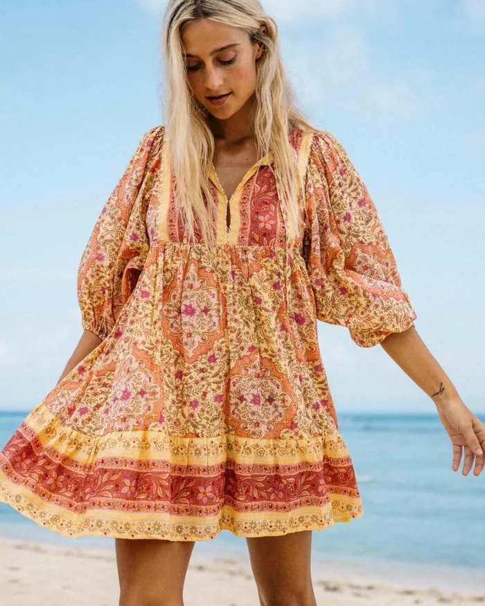 Billabong Ambers Mini Dress Pale Yellow Womens Dresses
