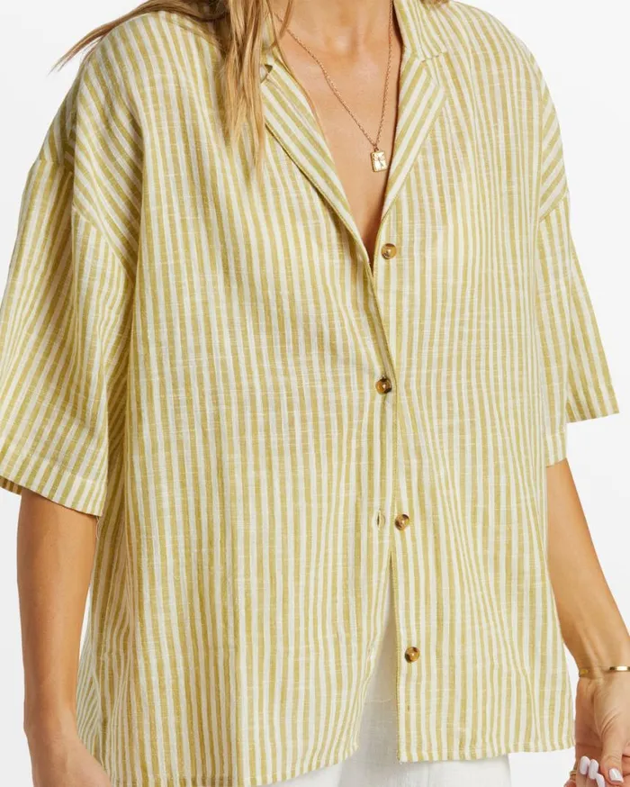 Billabong Beach Side Oversized Short Sleeve Shirt Moss Joy Womens Tops Billabong Beach Side Oversized Short Sleeve Shirt Moss Joy Womens Tops