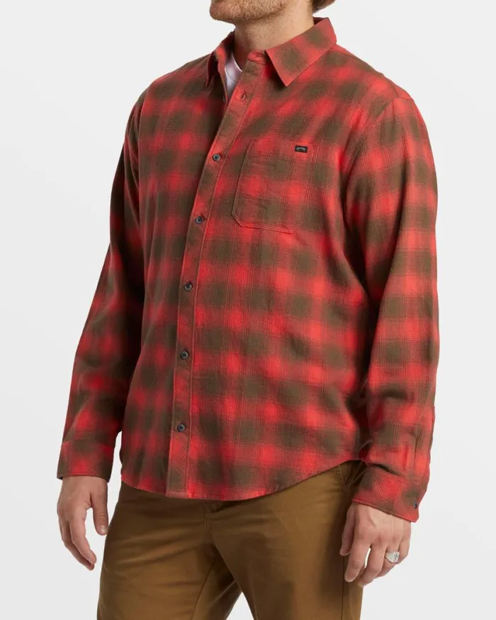 Billabong Coastline Long Sleeve Flannel Shirt Red Mens Shirts Billabong Coastline Long Sleeve Flannel Shirt Red Mens Shirts